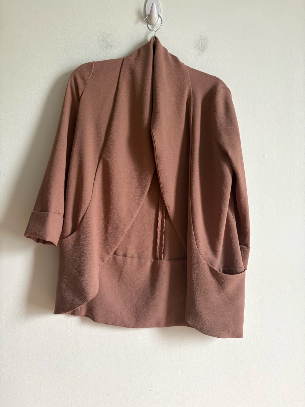 Aritzia Wilfred Sz 2 Chevalier Tan Brown Open Front Flowy Relaxed Blazer - Picture 2 of 10